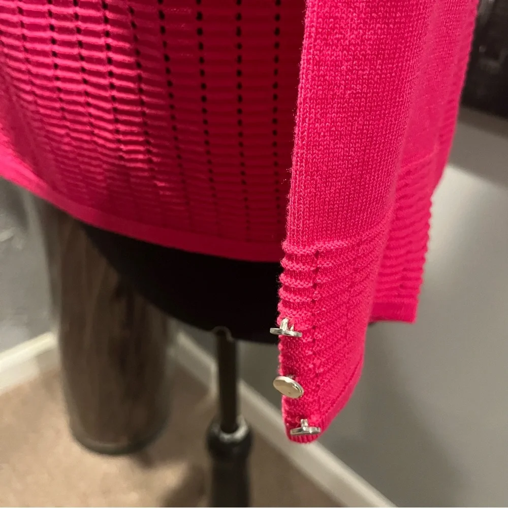 🌸NWOT 89TH & MADISON POINTELLE PINK CARDIGAN SWEATER SIZE LARGE🌸